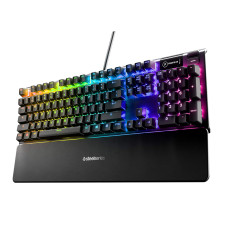 SteelSeries Apex 5 Hybrid Mechanical Gaming Keyboard – Per-Key RGB Illumination – Aircraft Grade Aluminum Alloy Frame – OLED Smart Display (Hybrid Blue Switch)